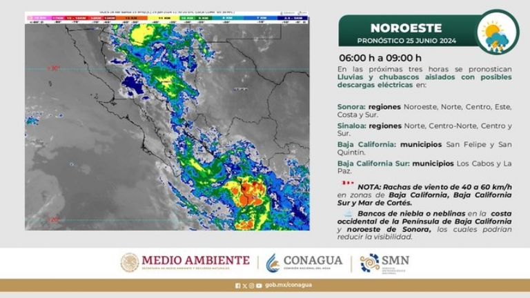 Clima en Sonora para hoy, martes 25 de junio 2024. Foto: Conagua
