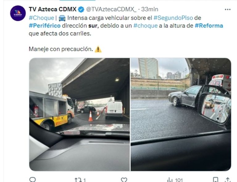 Accidente en Periférico Sur moviliza a las autoridades. Foto: Twitter