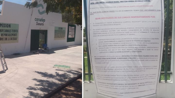 Maestros de Conalep Huatabampo se manifiestan en contra de la directiva del plantel