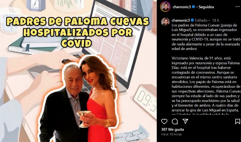 Padres de Paloma Cuevas son internados en el hospital por Covid-19