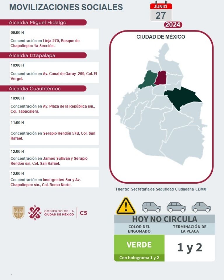 Tráfico en CDMX hoy 27 de junio