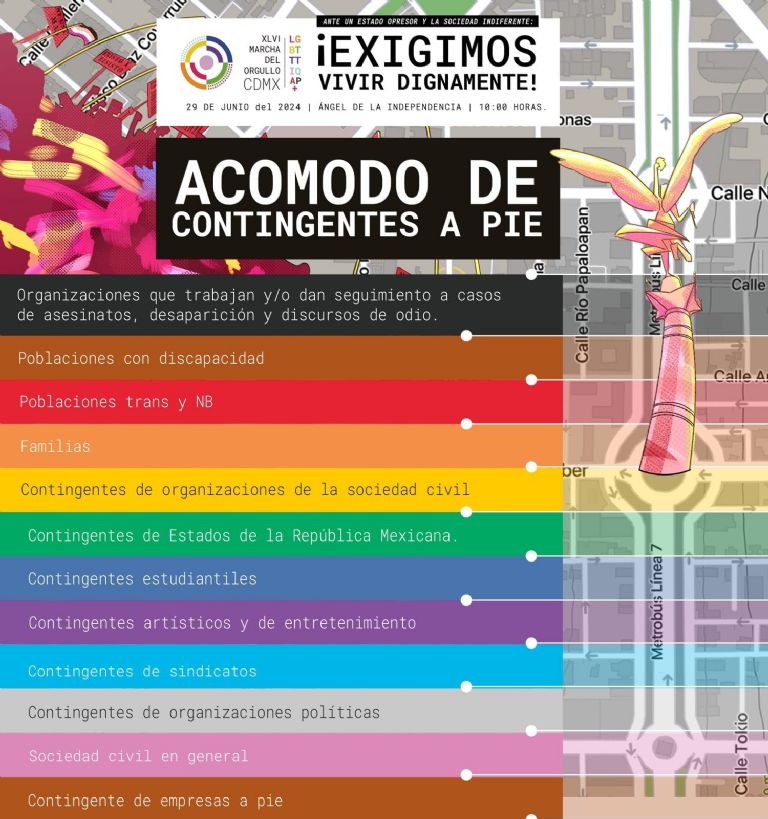 Acomodo de los asistentes a la marcha