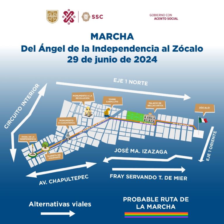Ruta de la Marcha del Orgullo LGBT en CDMX