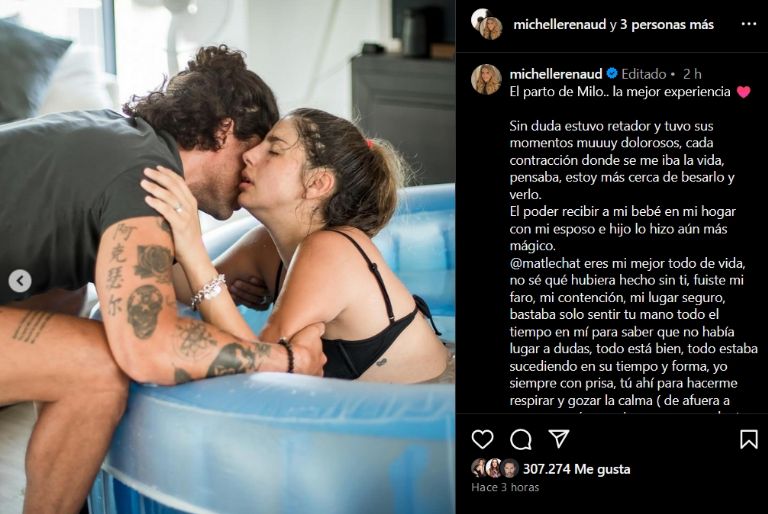 Michelle Renaud muestra el momento del nacimiento de Milo