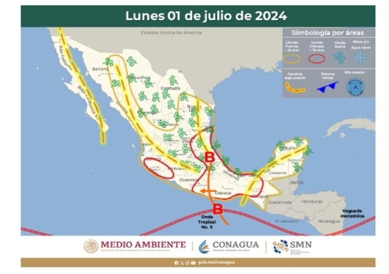 Clima para el lunes 1 de junio de 2024. Foto: Conagua