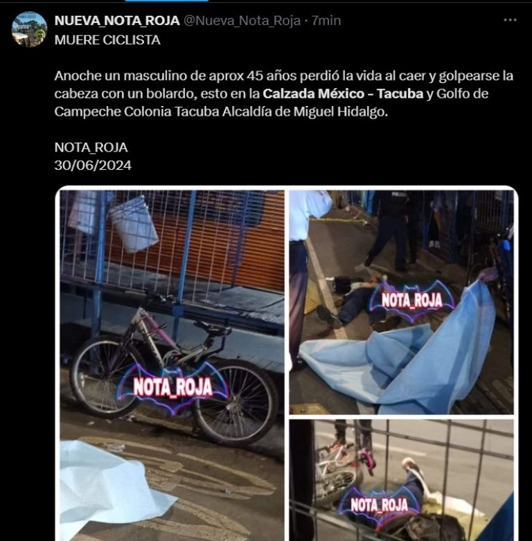 Ciclista muere en la México-Tacuba