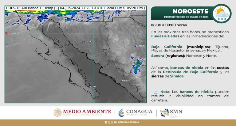 Clima en Sonora para hoy, martes 4 de junio 2024. Foto: Conagua