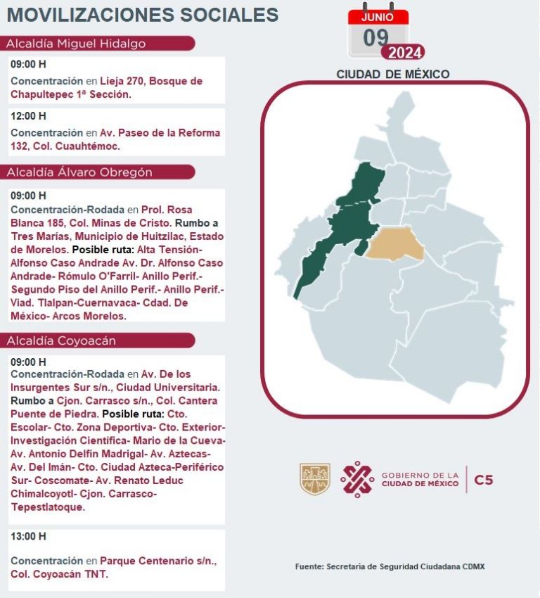 Tráfico en CDMX hoy 9 de junio