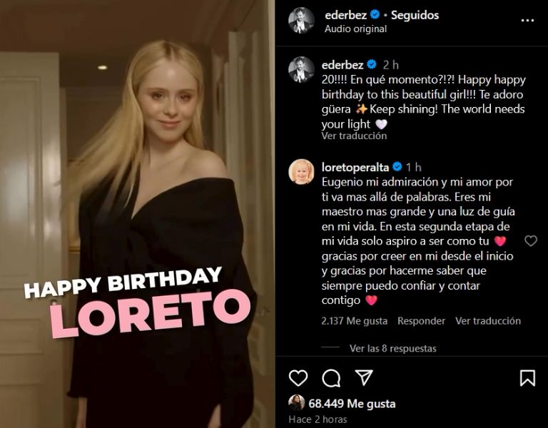 Eugenio Derbez le envía mensaje a Loreto Peralta 