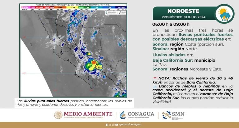 Conagua advierte lluvias y calor en Sonora. Foto: Conagua