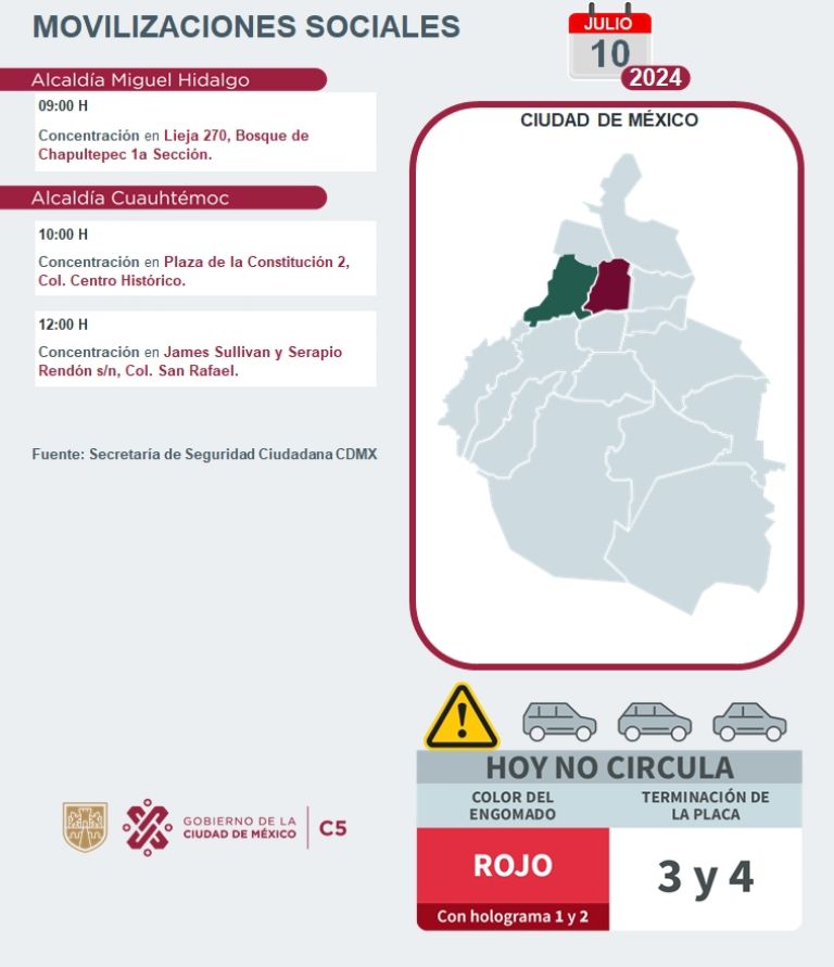Tráfico en CDMX hoy 10 de julio