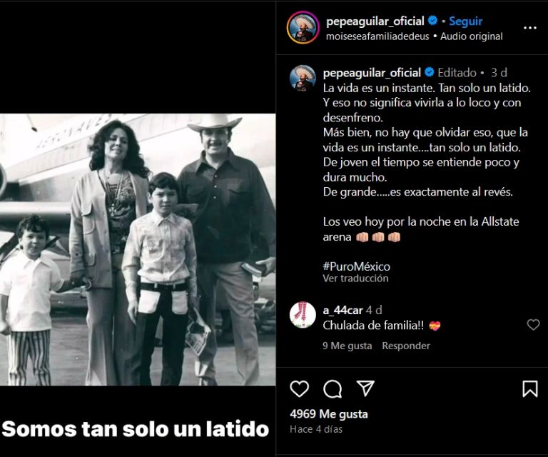 Pepe Aguilar comparte conmovedor mensaje en Instagram