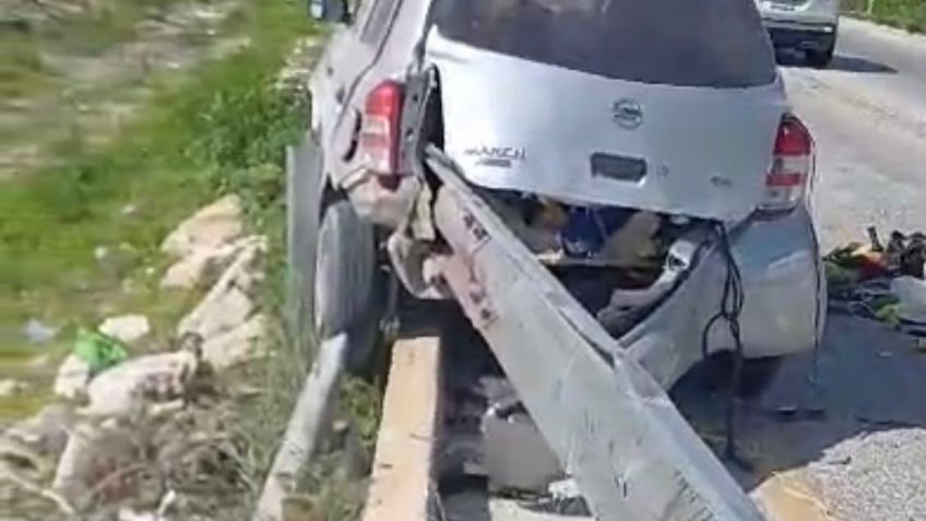Imágenes fuertes. Hombre se parte a la mitad tras choque en carretera Cancún-Puerto Morelos