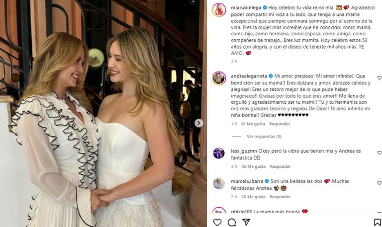 Mía Rubín manda emotivo mensaje a Andrea 