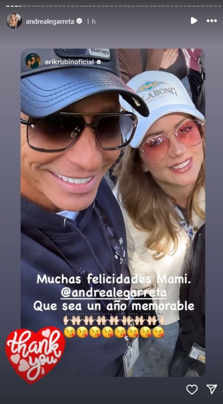 Erik Rubín felicita a Andrea Legarreta por su cumpleaños