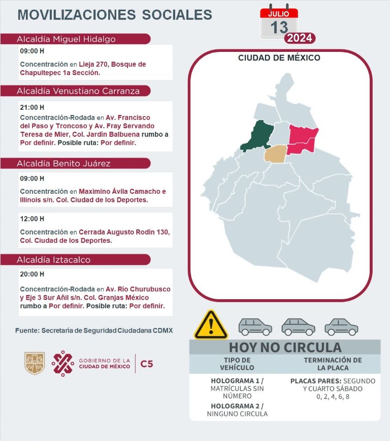 Tráfico en CDMX hoy 13 de julio