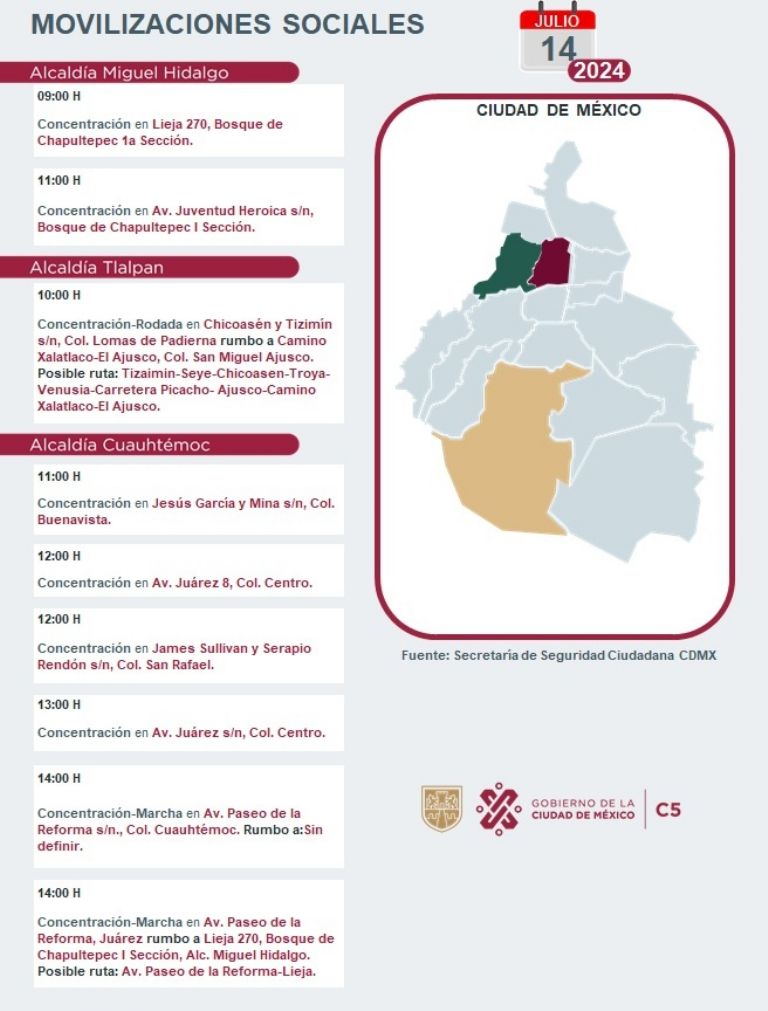 Tráfico en CDMX hoy 14 de julio
