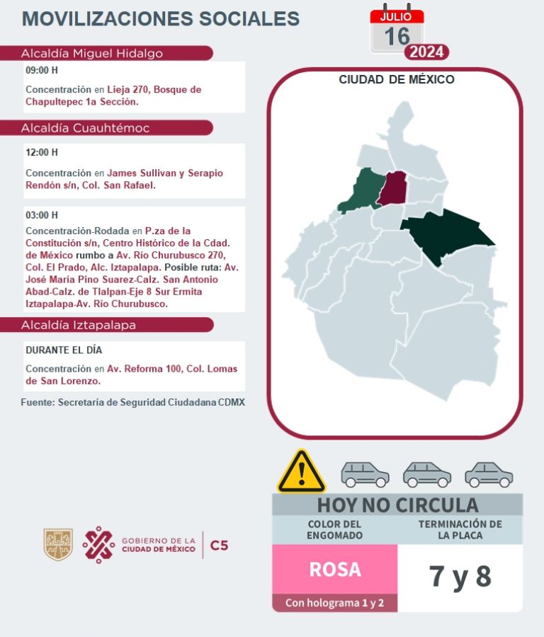 Tráfico en CDMX hoy 16 de julio