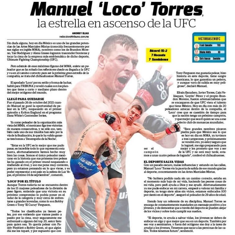 Loco Torres peleará en La Noche Mexicana