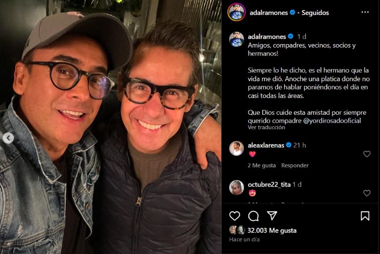 Adal Ramones presume reunión con Yordi Rosado