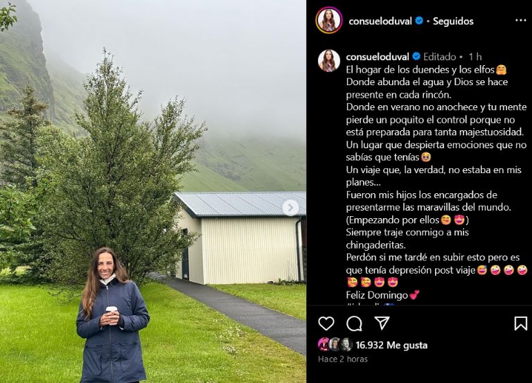 Consuelo Duval se va de viaje a Islandia