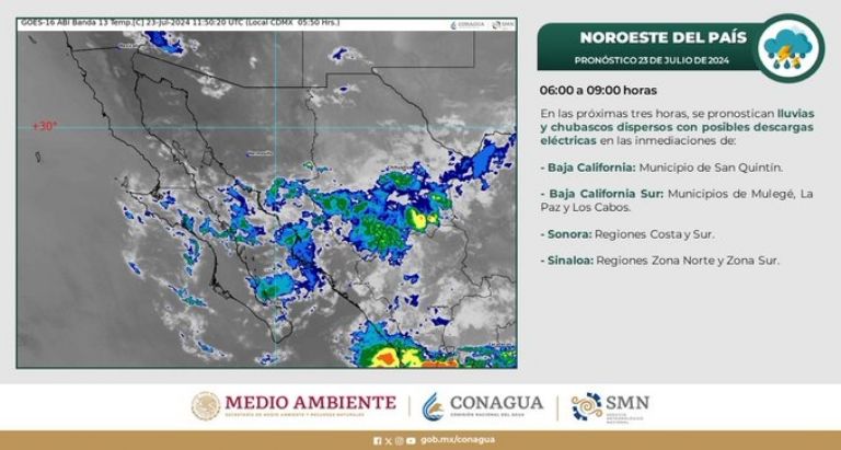 Clima en Sonora HOY martes 23 de julio 2024. Foto: Conagua