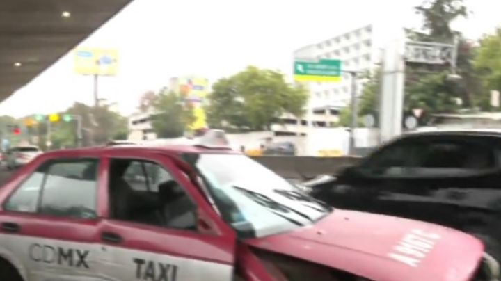 Caos en Periférico Norte por taxi abandonado en carriles centrales con dirección a Polanco