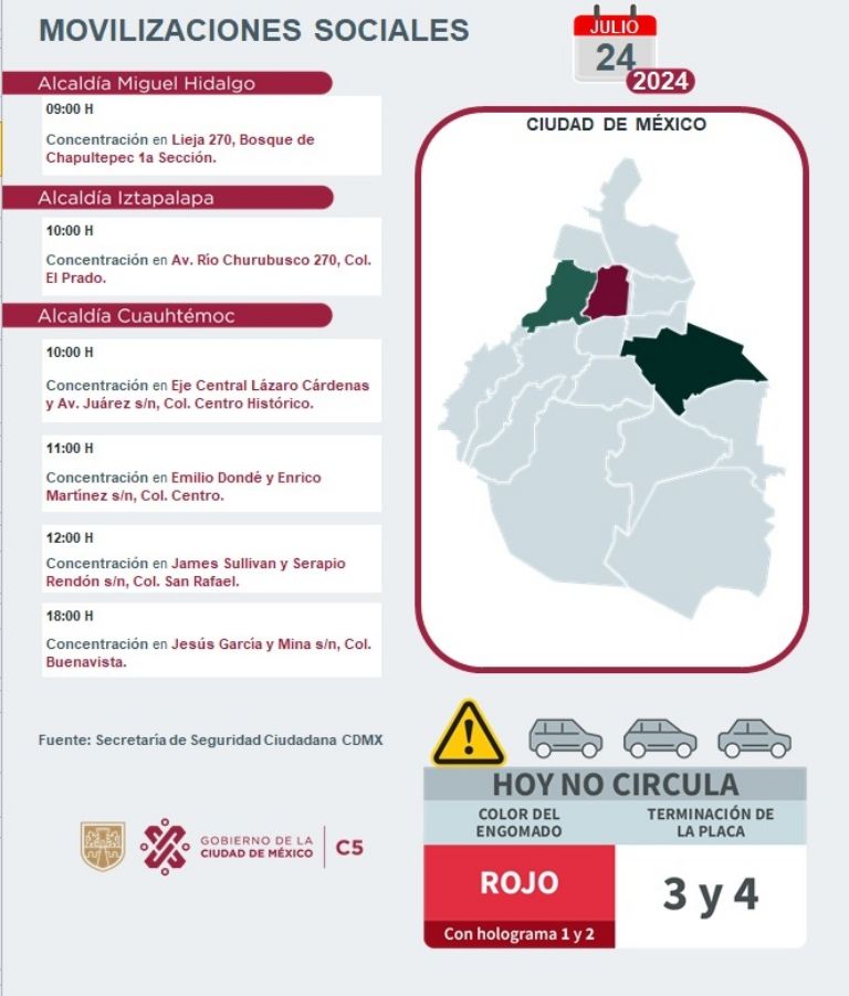 Tráfico en CDMX hoy 24 de julio