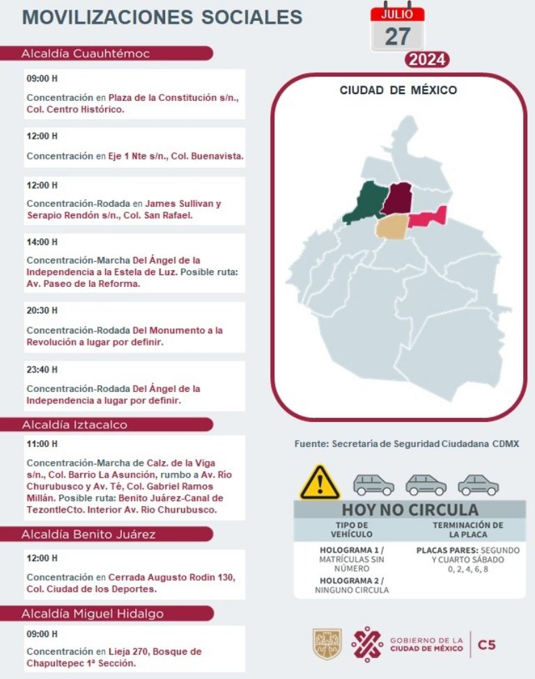 Tráfico en CDMX hoy 27 de julio