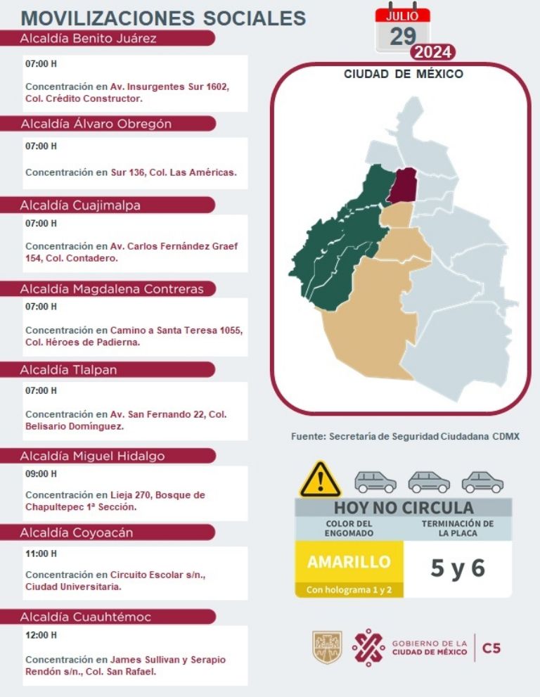 Tráfico en CDMX hoy 29 de julio