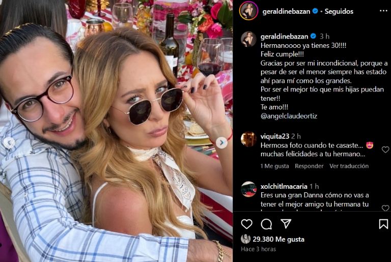 Geraldine Bazán felicita a su hermano por su cumpleaños