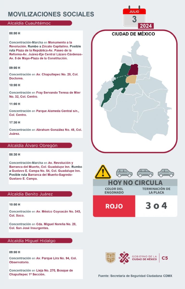 Tráfico en CDMX hoy 3 de julio