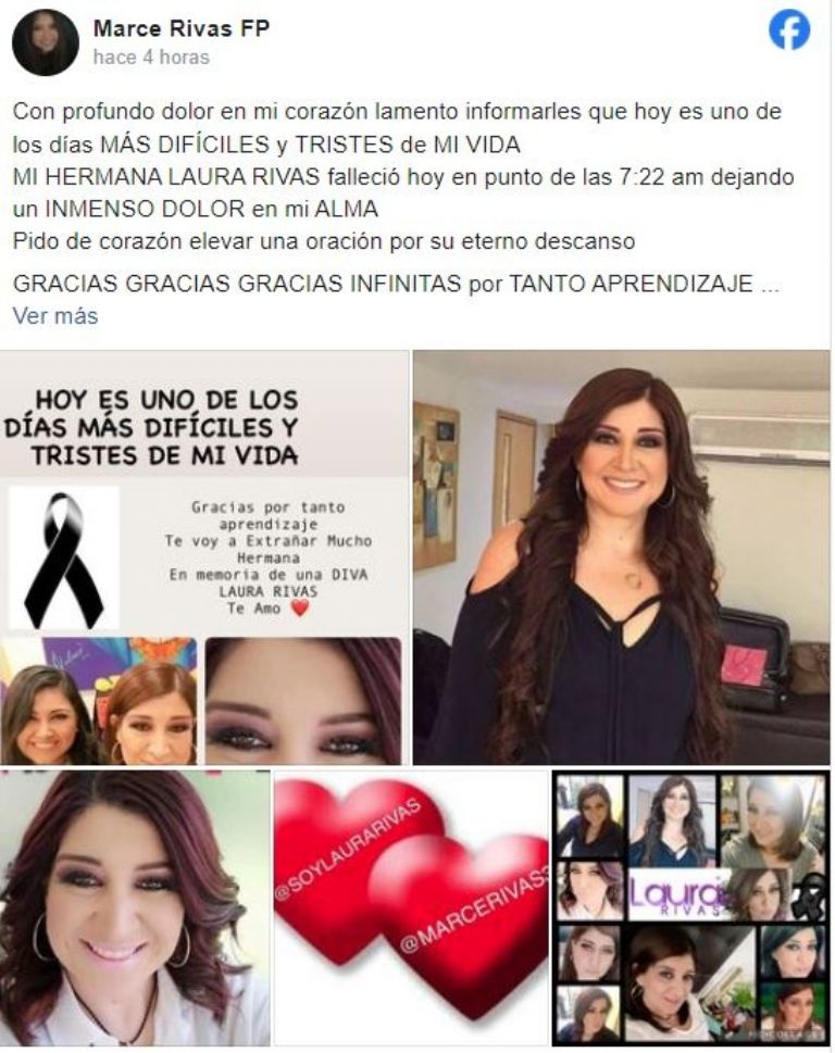 Hermana de Laura Rivas confirma su muerte