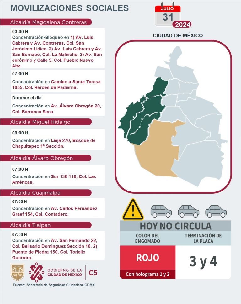 Tráfico en CDMX hoy 31 de julio
