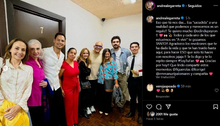 Andrea Legarreta le agradece a Odin Dupeyron por las obras que ha creado