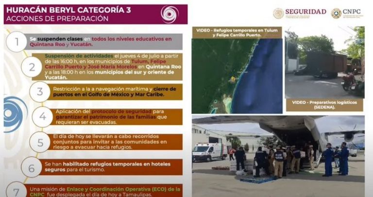 Protección Civil informa sobre el huracán 'Beryl'. Foto: Conagua