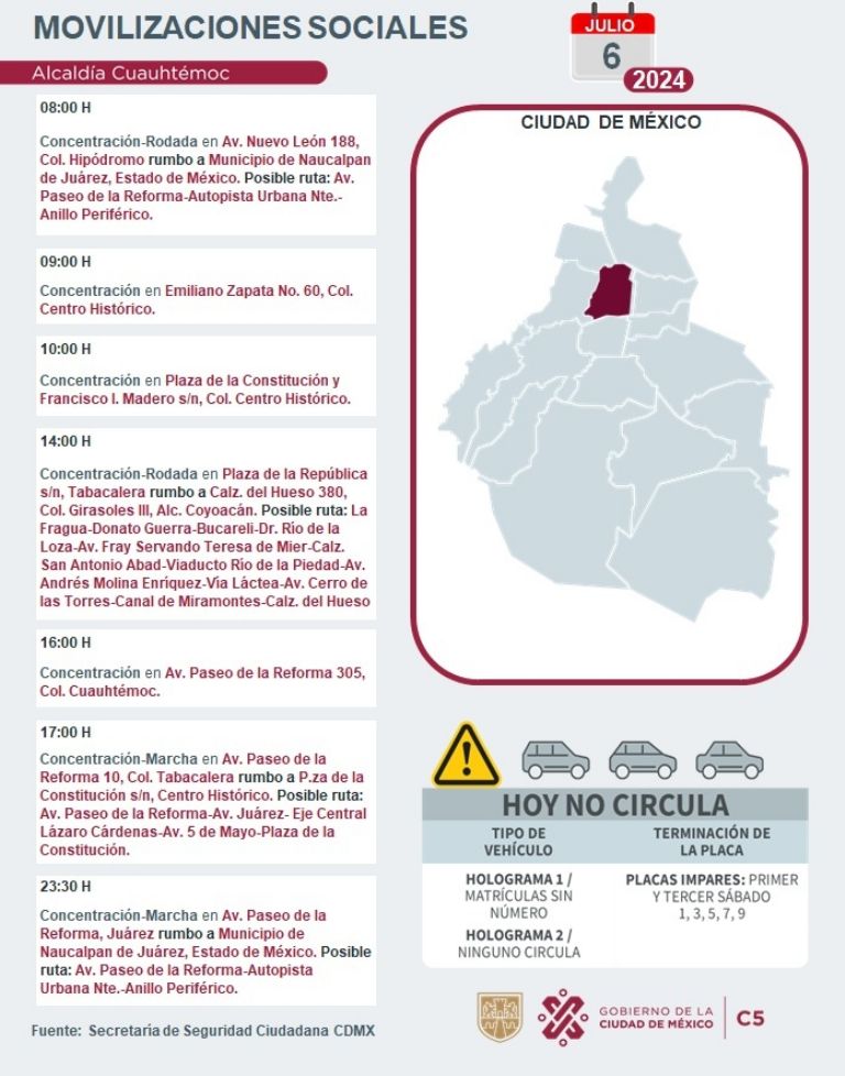 Tráfico en CDMX hoy 06 de julio