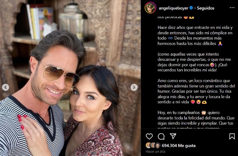 Angelique Boyer dedica conmovedor mensaje a Sebastián Rulli