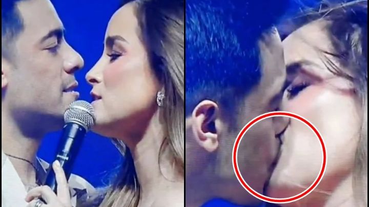 ¿Fue una puesta en escena? Acusan a Carlos Rivera de darle beso falso a Cynthia Rodríguez