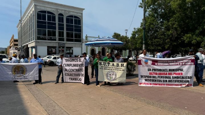Sindicato del Ayuntamiento de Navojoa lleva su manifestación hasta Hermosillo