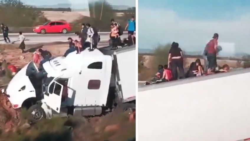 Vuelca tráiler cargado de migrantes entre Sonora y Sinaloa; hay al menos tres muertos