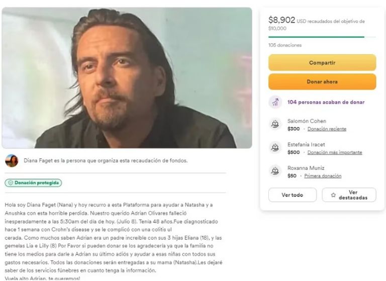 Colecta en GoFound para gastos fúnebres de Olivares