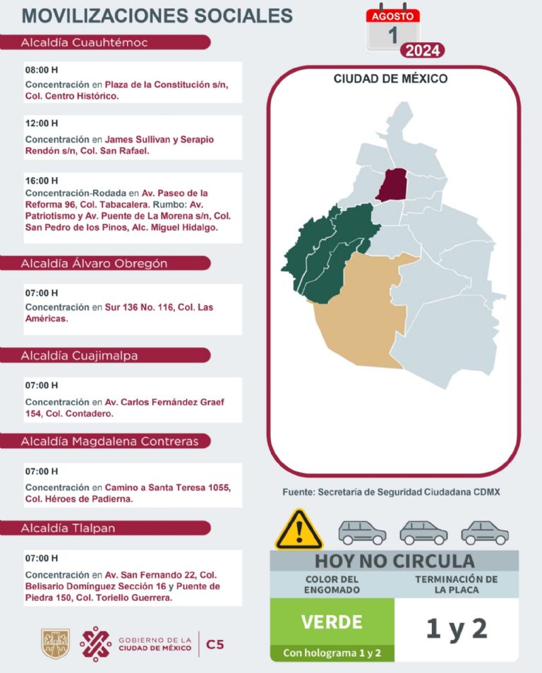 Tráfico en CDMX hoy 1 de agosto
