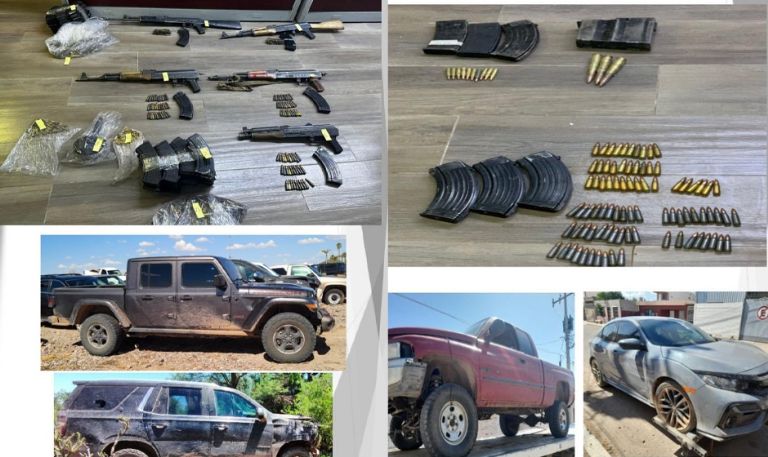 Decomisan arsenal y vehículos al norte de Sonora