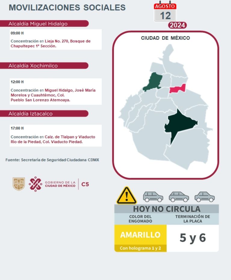 Tráfico en CDMX hoy 12 de agosto