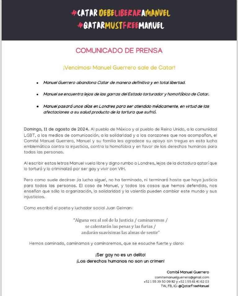 Liberan al mexicano Manuel Guerrero. Foto: Facebook