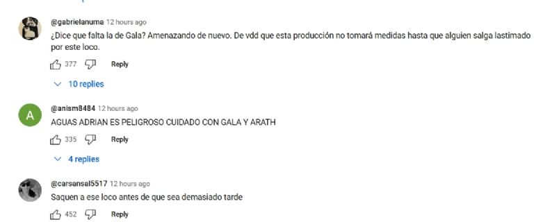 Comentarios de los espectadores sobre las amenazas de Adrián Marcelo
