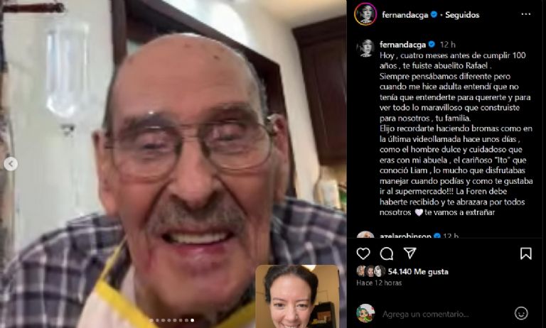 Fernanda Castillo confirma la muerte de su abuelito