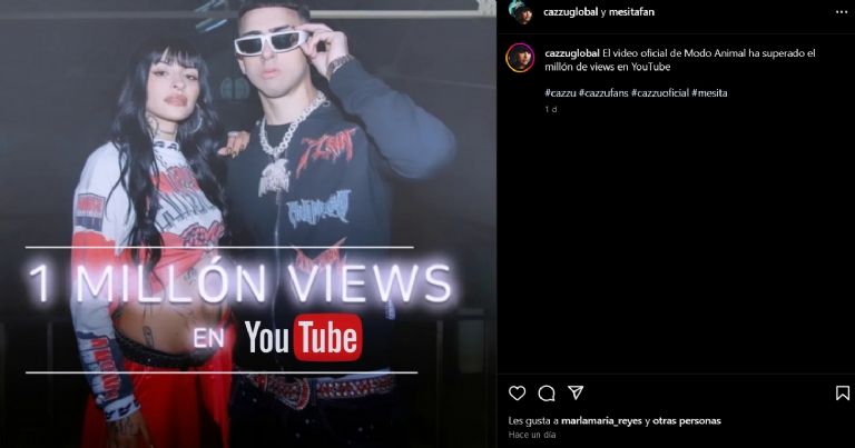 Cazzu celebra 1 millón de visualización por su nueva canción