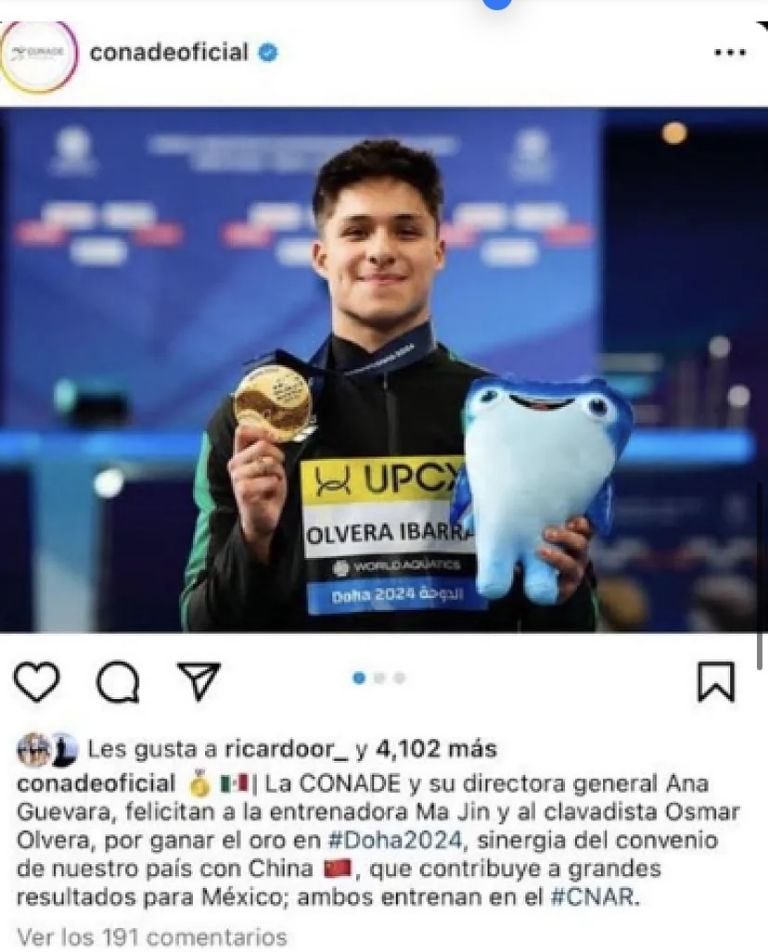 La Conade felicitó a los clavadistas